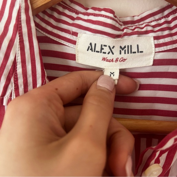 Alex Mill Standard Button-Down Collar Red Striped BCI Cotton Shirt Size Medium - Picture 3 of 4